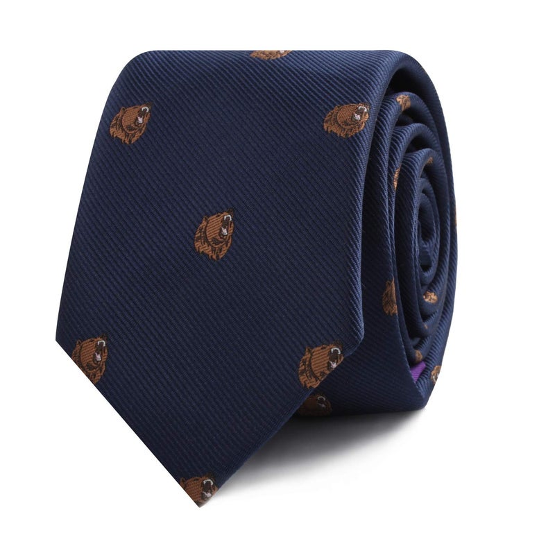 AUSCUFFLINKS Bear Tie | Bear Market Wall Street Ties | Banker Gift for Men | Work Ties for Him | Birthday Gift for Guys (Brown Bear) - Image 1